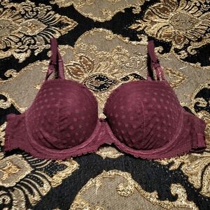 PINK Victoria's Secret Push Up Burgundy Lace Bra